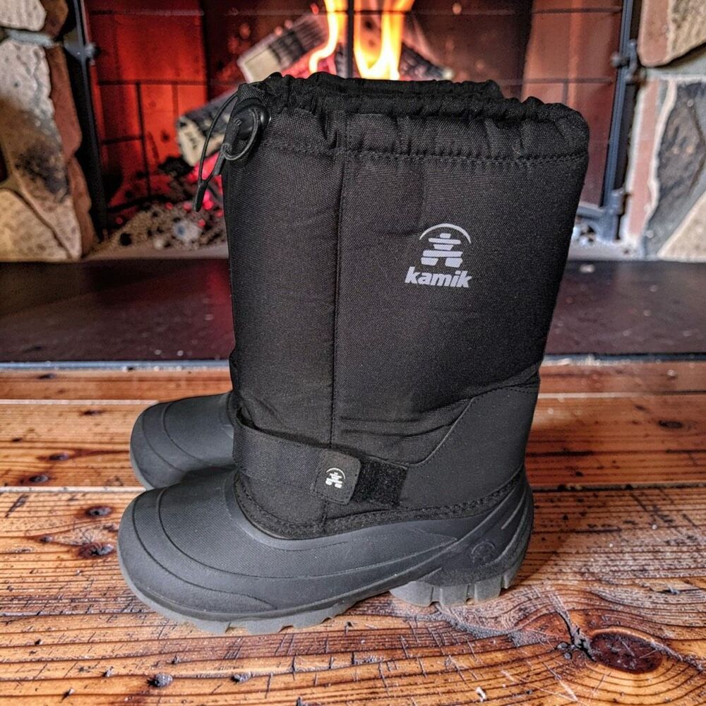 Big Kids Black Kamik Rocket Insulated Snow Boot Waterproof Winter Boots Size 7